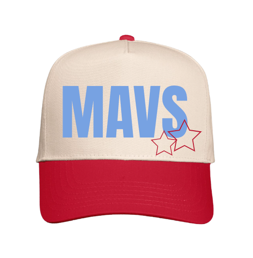 BIG MAVS W/ STARS ON RED/ NATURAL HAT