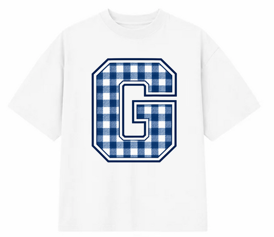BIG GINGHAM G ON OVERSIZED TEE