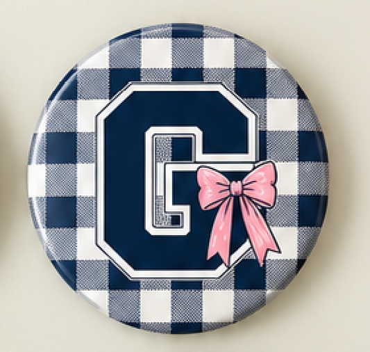 Gingham G Bow Button
