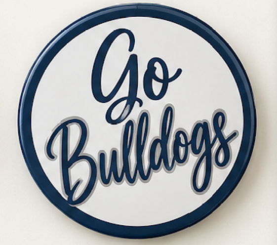 Classic Script Bulldog Spirit Button
