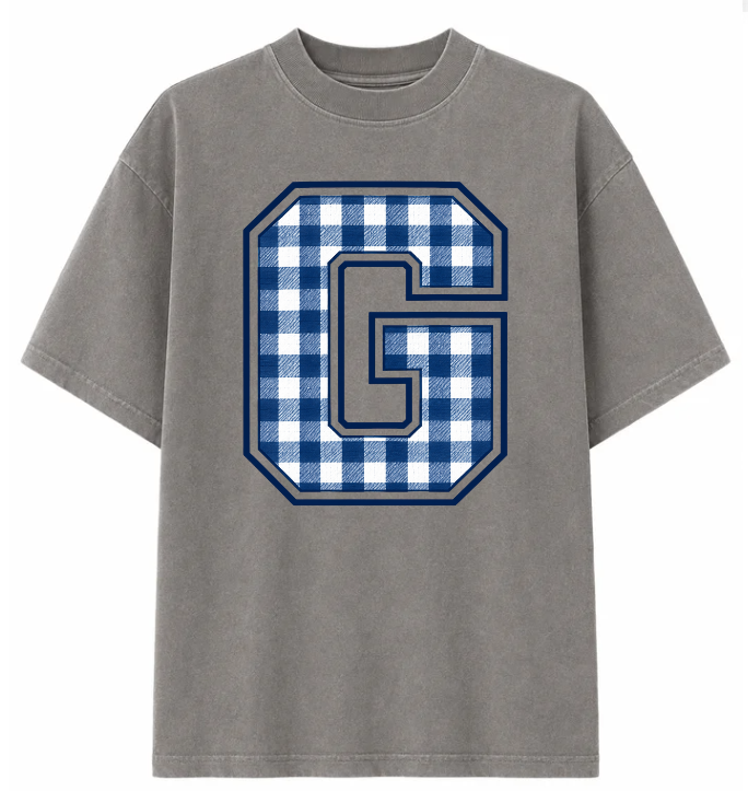 BIG GINGHAM G ON OVERSIZED TEE