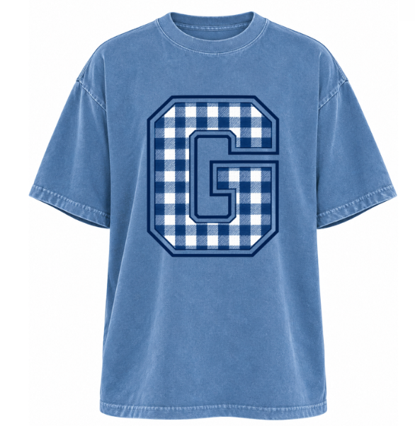 BIG GINGHAM G ON OVERSIZED TEE
