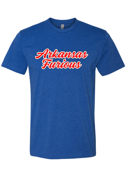 ARKANSAS FURIOUS SHORT SLEEVE TEE IN ROYAL BLUE