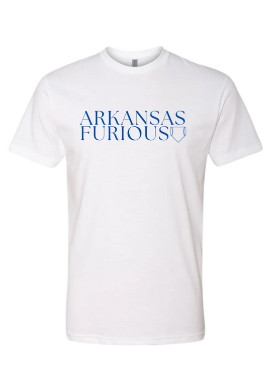 ARKANSAS FURIOUS SHORT SLEEVE TEE IN WHITE