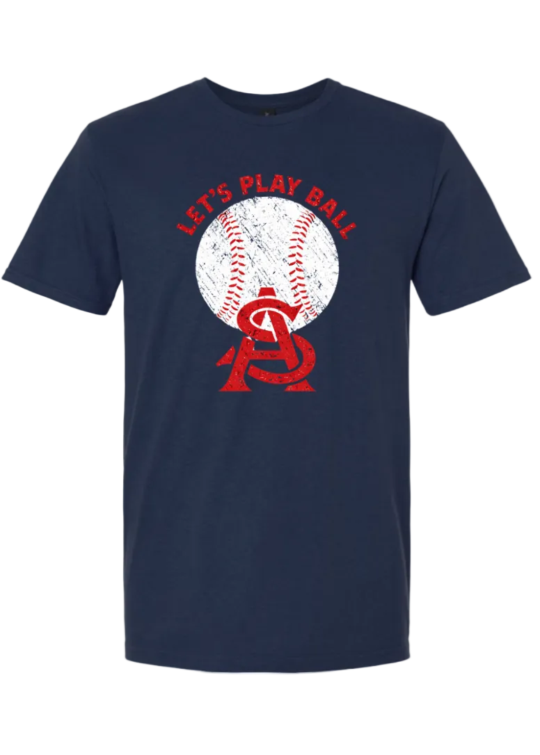 SOFT PREMIUM LETS PLAY BALL SHORT SLEEVE TEE IN NAVY