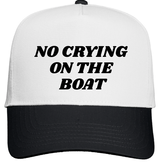 WHITE/BLACK FIVE PANEL COLORBLOCK HAT - NO CRYING ON THE BOAT