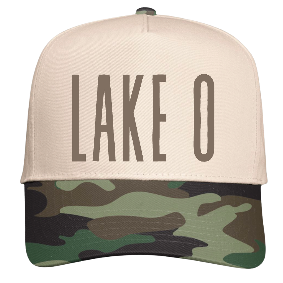 CAMO/ NATURAL FIVE PANEL COLORBLOCK HAT - LAKE O