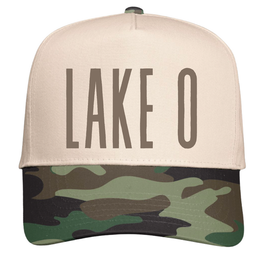 CAMO/ NATURAL FIVE PANEL COLORBLOCK HAT - LAKE O