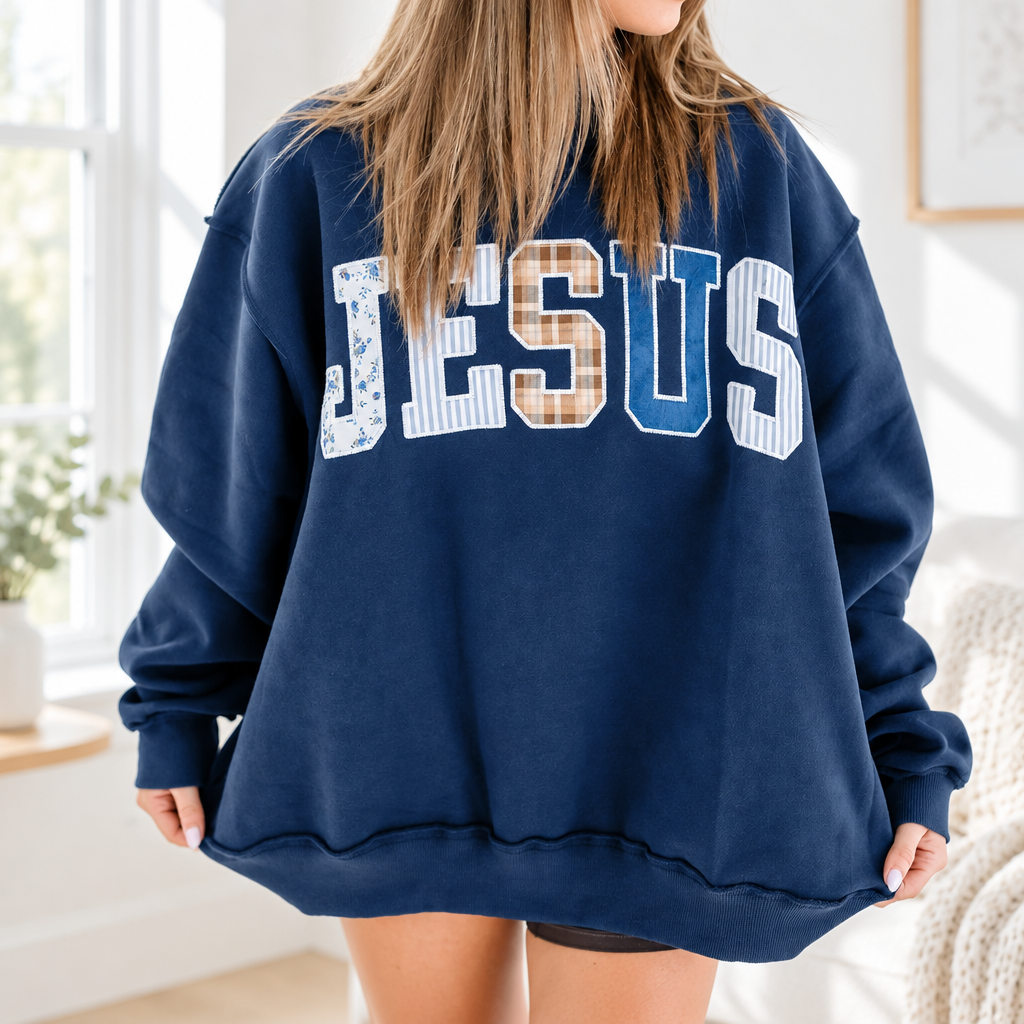 JESUS NAVY MOCKNECK