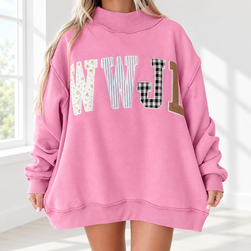 WWJD PINK MOCKNECK