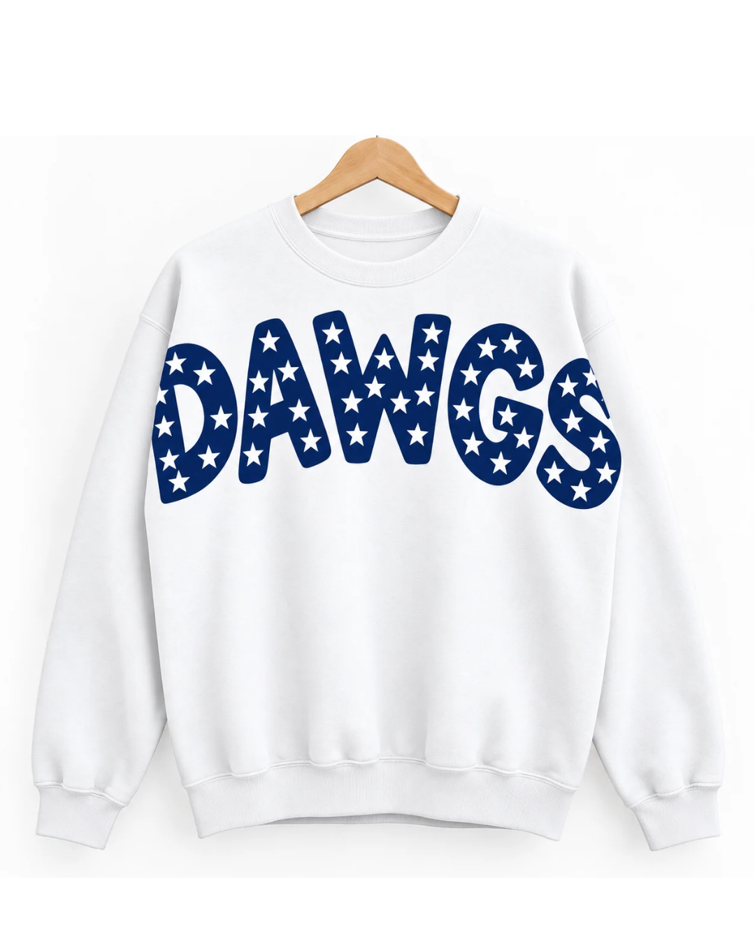STAR DAWGS IN WHITE SWEATSHIRT AND HOODIE